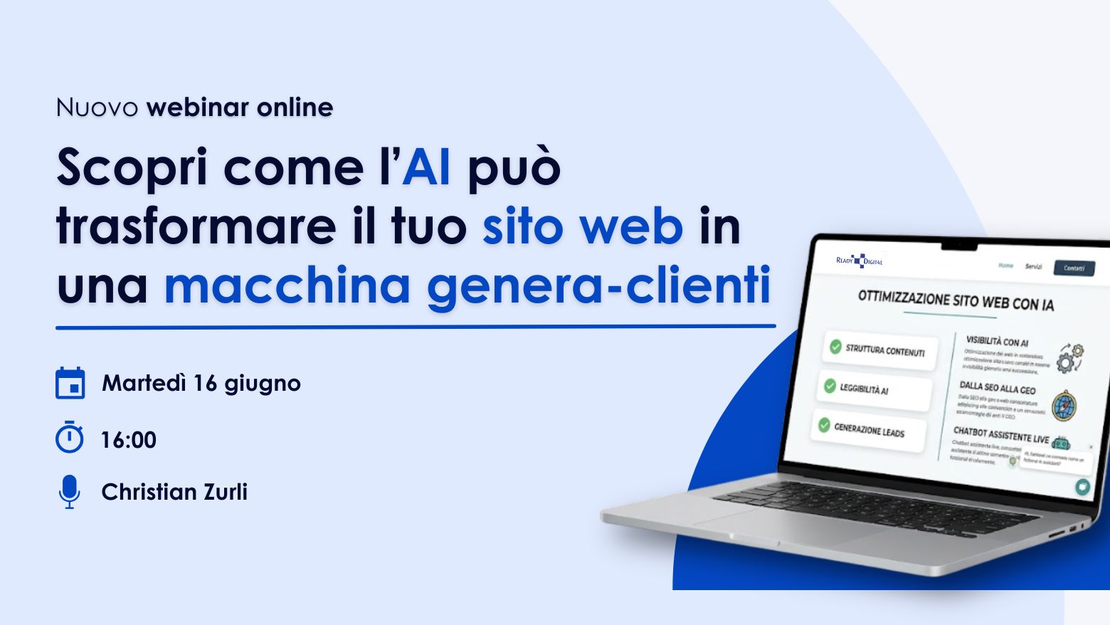 Webinar: Scopri come l’AI può trasformare il tuo sito web in una macchina genera-clienti